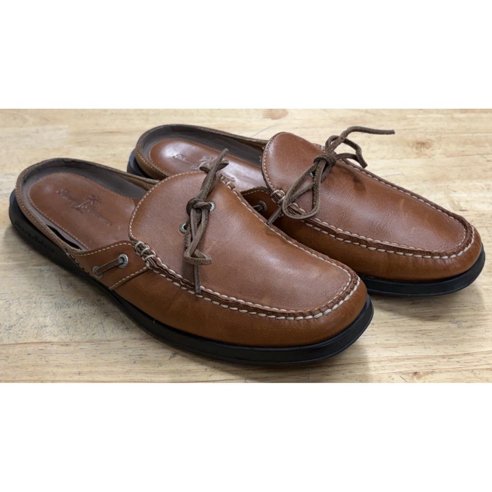 Men's Tommy Bahama Leather Closed-Toe Boating Slides Shoes Mens Size 10 1/2 M